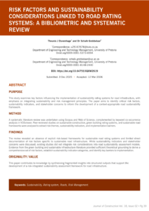 Risk Factors & Sustainability Considerations linked to Road Rating Systems: A Bibliometric & Systematic Review | JoC V18 Issue 02